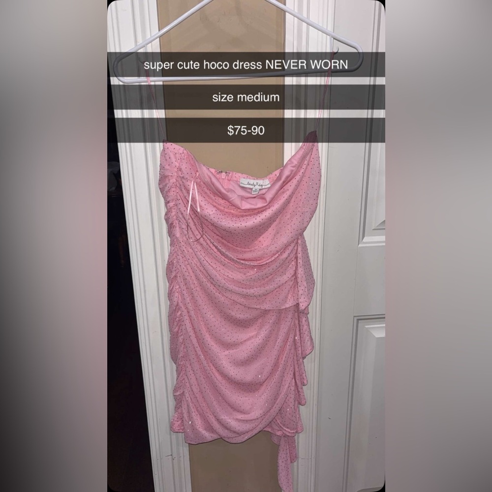 Pink Ruched Dress with Sparkle Detail PERFECT FOR HOCO